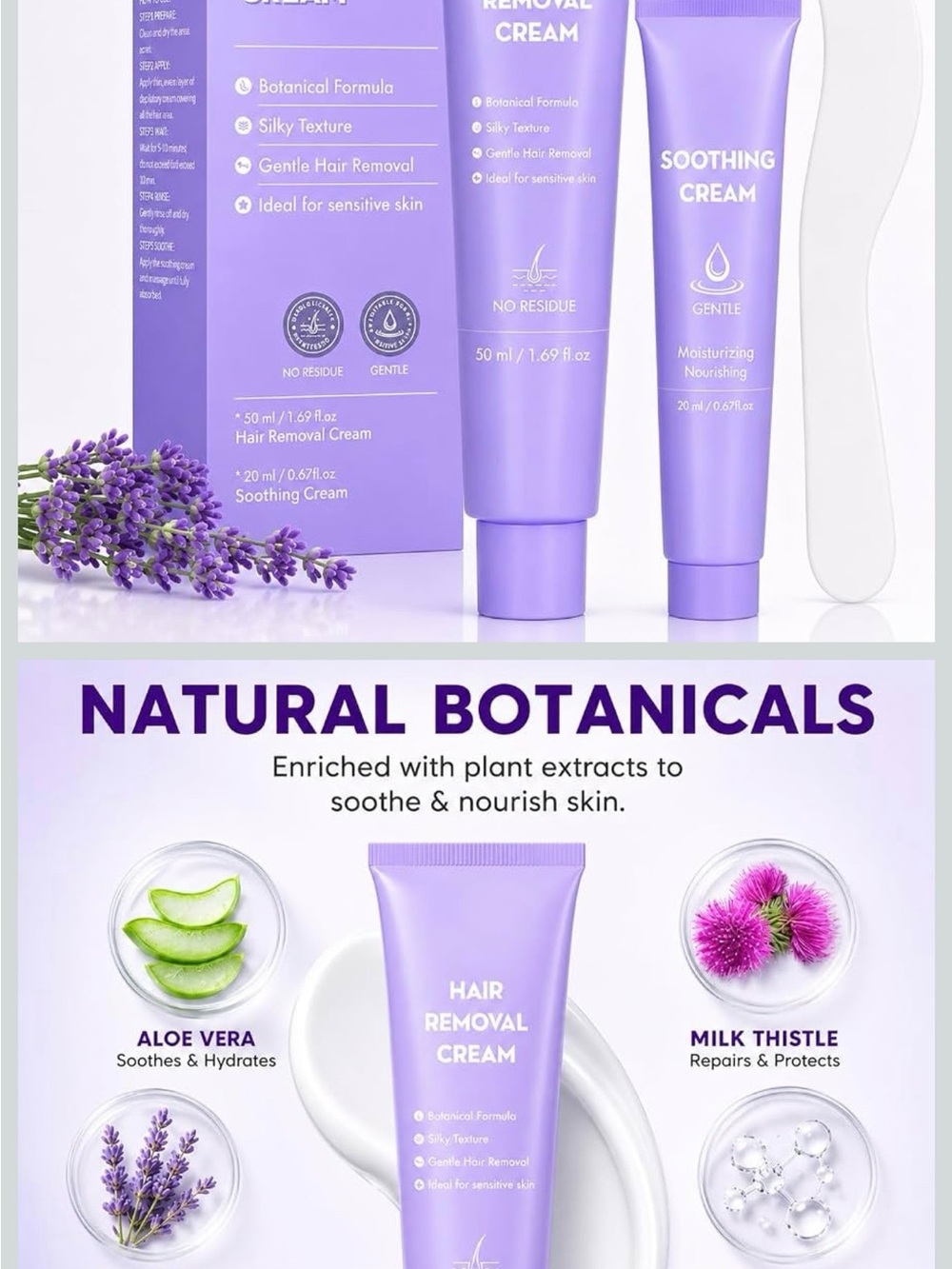 Hair Removal Cream, Facial Hair Removal Cream for Women with Soothing Cream